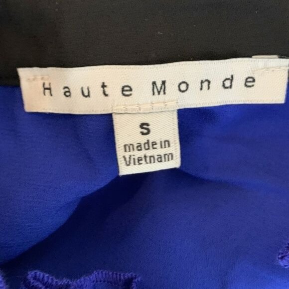 Haute Monde Blue Ruffle Long Sleeve Blouse Small Tie Neck - Picture 6 of 12